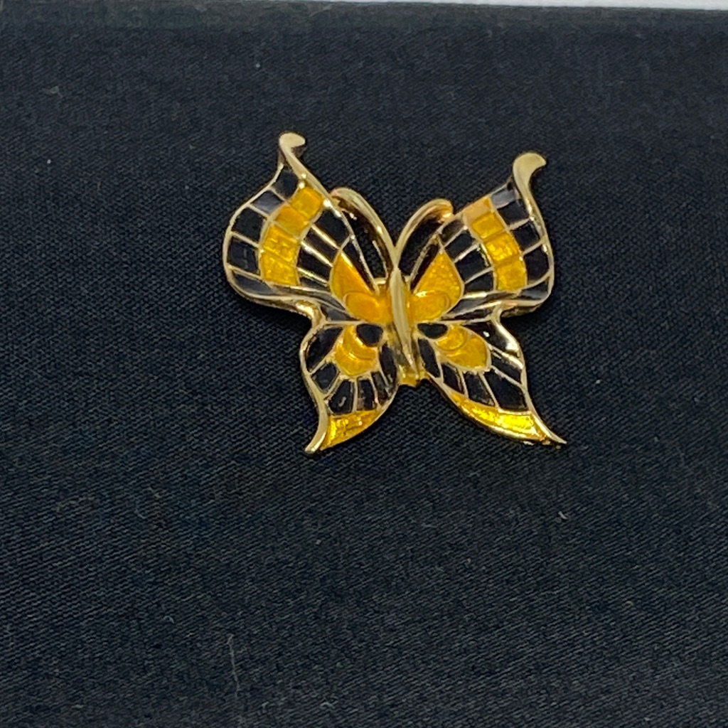 Vintage Crown Trifari Brooch Yellow And Black Enamel Butterfly Brooch 45$